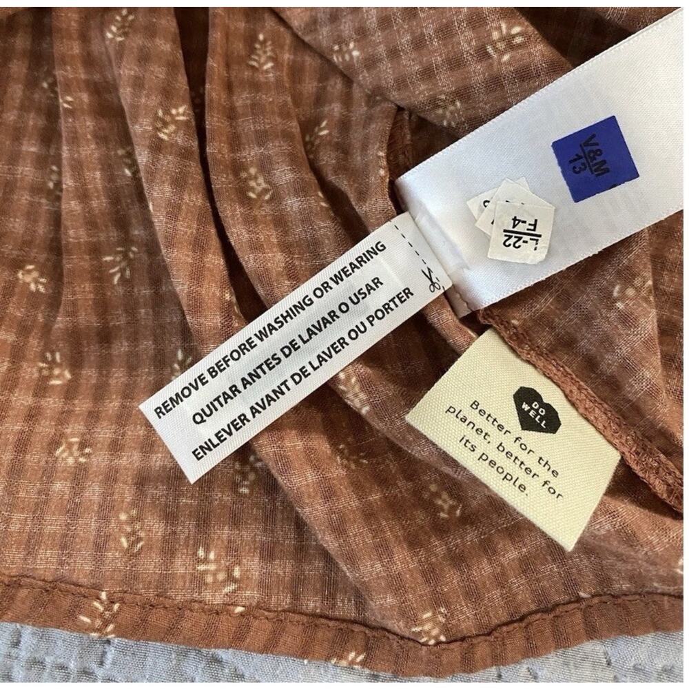 Madewell Smocked Puff Sleeve Top Rust Brown Cotton Babydoll Blouse Size 4 READ - Picture 7 of 9